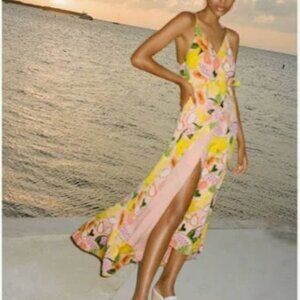 Anthropologie Hutch Tropical Fruit Wrap Maxi Dress